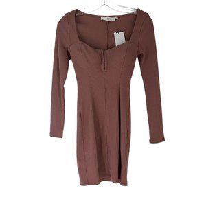 ASTR The Label Blush Pink Hook & Eye Long Sleeve Bodycon Dress X-Small XS